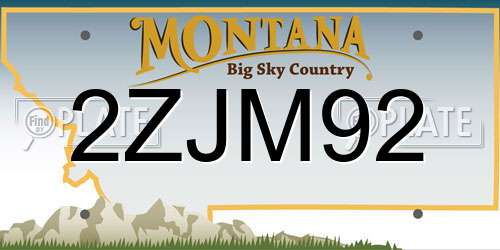 2ZJM92 Montana License Plate