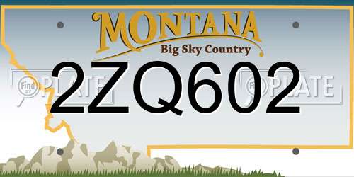 2ZQ602 Montana License Plate