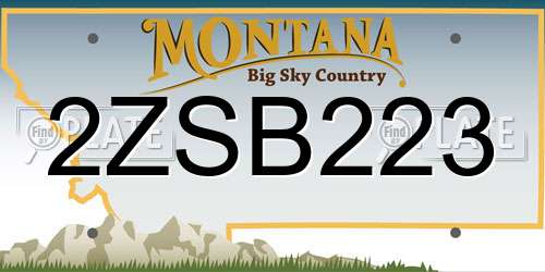2ZSB223 Montana License Plate