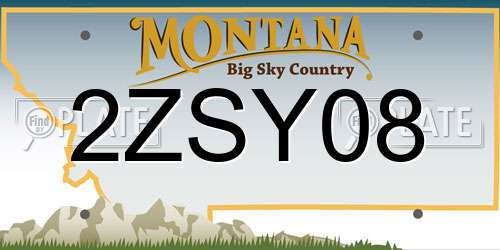 2ZSY08 Montana License Plate