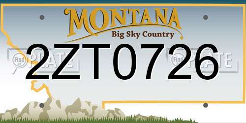 2ZT0726 Montana License Plate