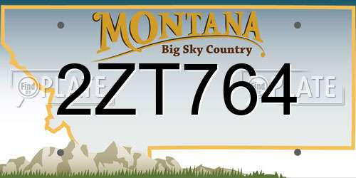 2ZT764 Montana License Plate