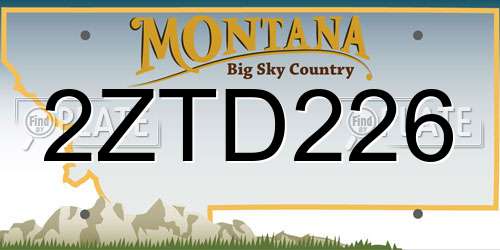 2ZTD226 Montana License Plate