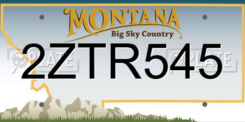 2ZTR545 Montana License Plate
