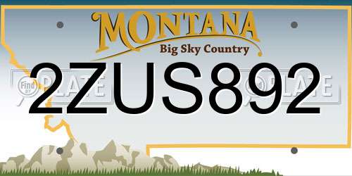 2ZUS892 Montana License Plate