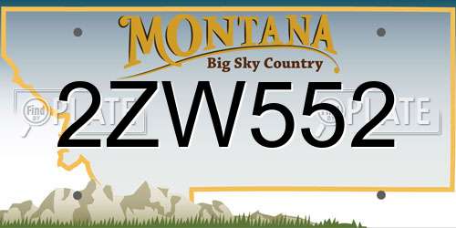 2ZW552 Montana License Plate