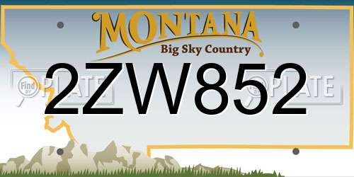 2ZW852 Montana License Plate