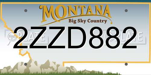 2ZZD882 Montana License Plate