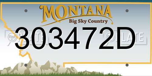 303472D Montana License Plate