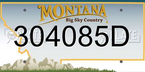 304085D Montana License Plate