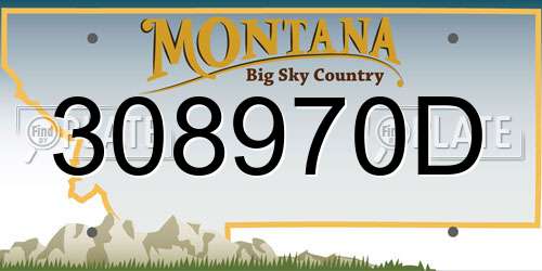 308970D Montana License Plate