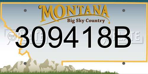 309418B Montana License Plate
