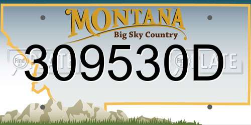 309530D Montana License Plate
