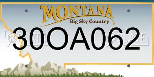 30OA062 Montana License Plate