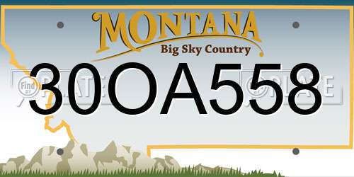 30OA558 Montana License Plate