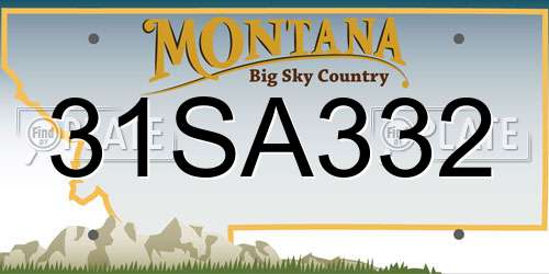 31SA332 Montana License Plate