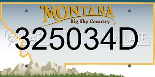 325034D Montana License Plate