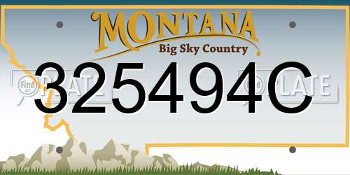 325494C Montana License Plate