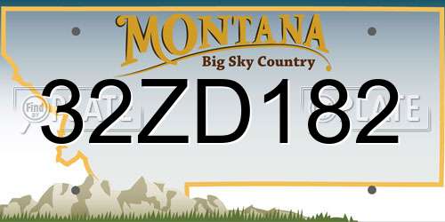 32ZD182 Montana License Plate