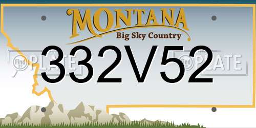 332V52 Montana License Plate