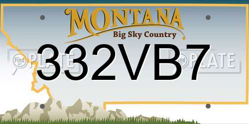 332VB7 Montana License Plate
