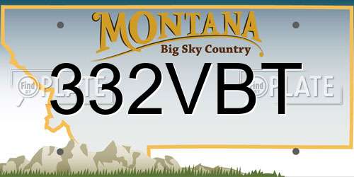 332VBT Montana License Plate