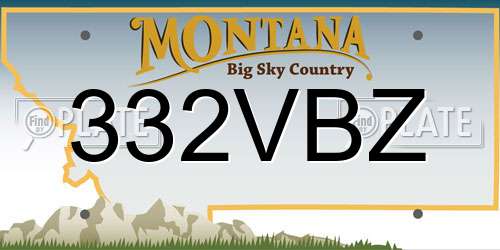 332VBZ Montana License Plate