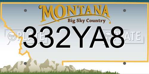 332YA8 Montana License Plate