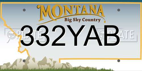 332YAB Montana License Plate