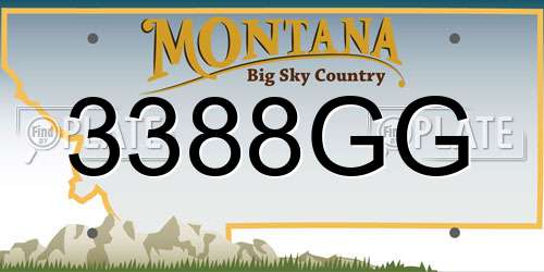 3388GG Montana License Plate