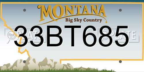 33BT685 Montana License Plate