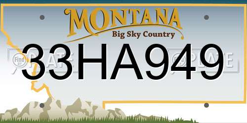 33HA949 Montana License Plate