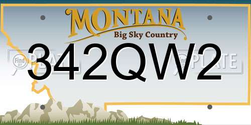 342QW2 Montana License Plate