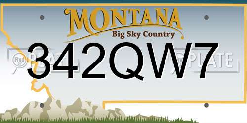 342QW7 Montana License Plate