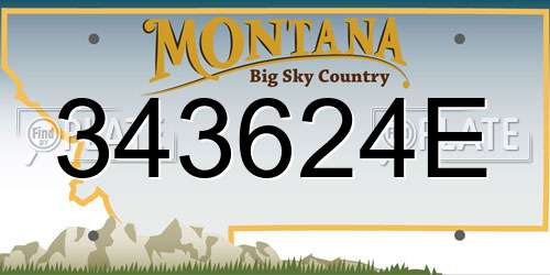 343624E Montana License Plate