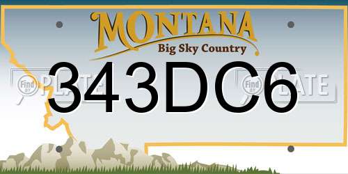 343DC6 Montana License Plate