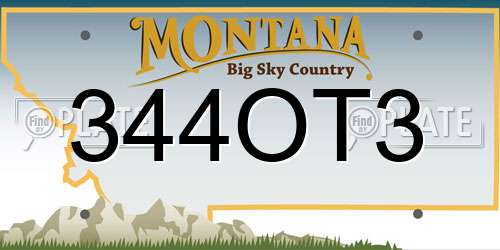 344OT3 Montana License Plate