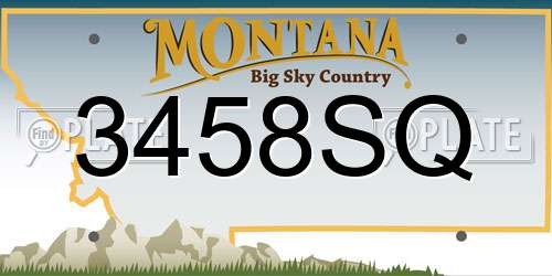 3458SQ Montana License Plate