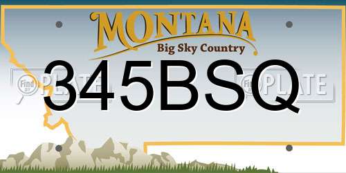 345BSQ Montana License Plate