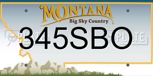 345SBO Montana License Plate