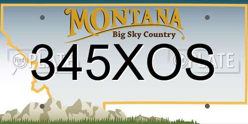 345XOS Montana License Plate