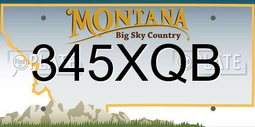 345XQB Montana License Plate