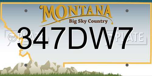 347DW7 Montana License Plate