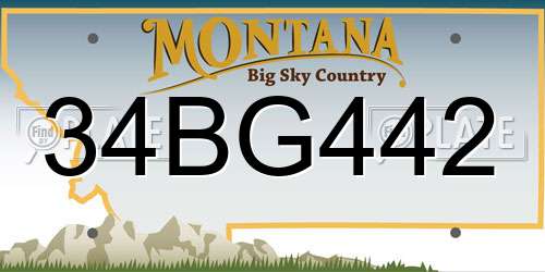 34BG442 Montana License Plate