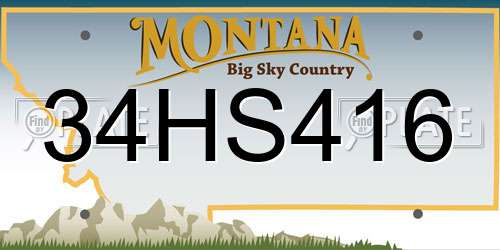 34HS416 Montana License Plate