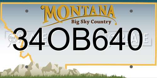 34OB640 Montana License Plate