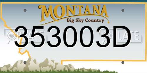 353003D Montana License Plate