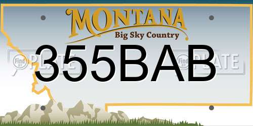 355BAB Montana License Plate