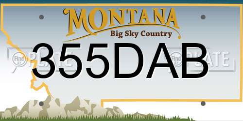 355DAB Montana License Plate