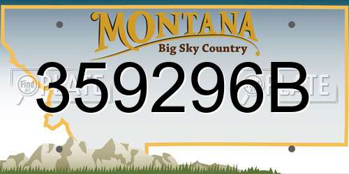 359296B Montana License Plate